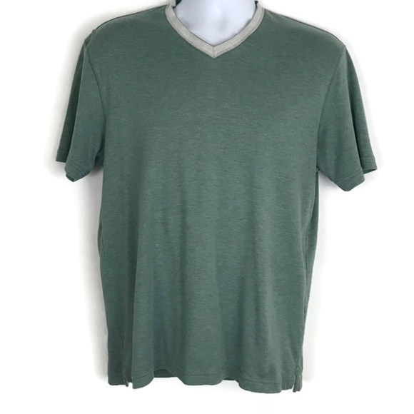 Hart Schaffner Marx Mens Shirt Size M Medium V Neck Green Short Sleeve Casual - Picture 1 of 5
